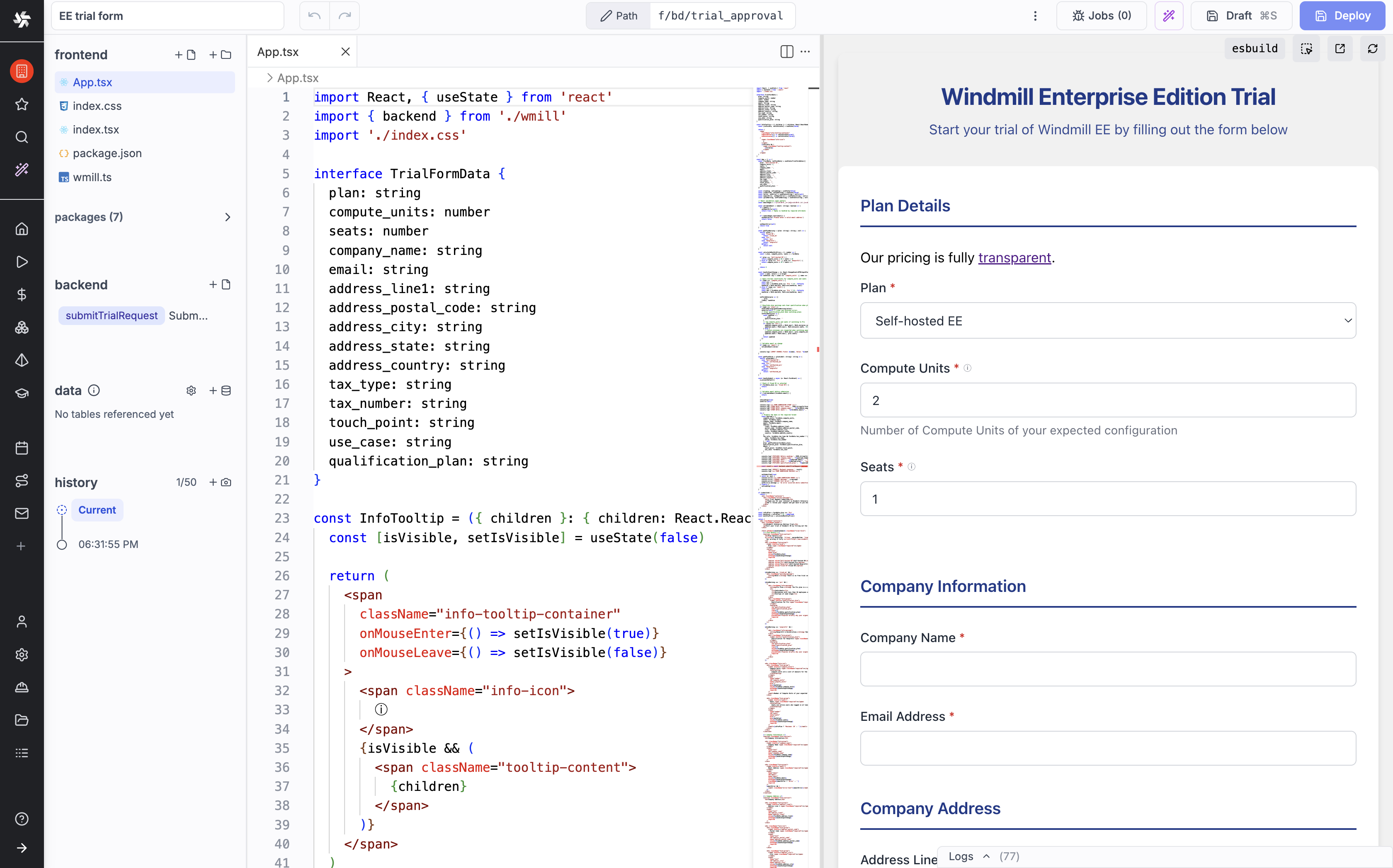 Full-code apps